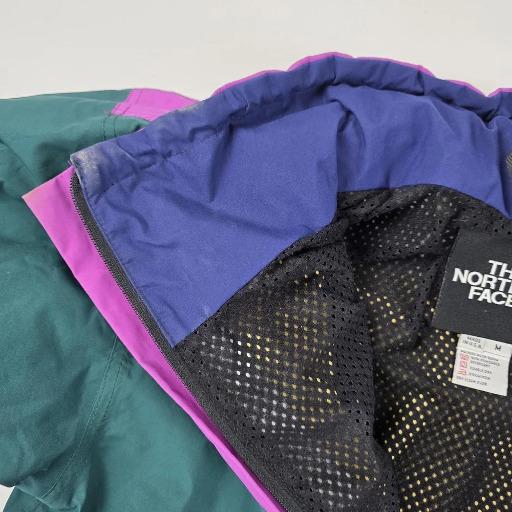 Vintage The North Face Jacket Mens Medium Purple Colorblock Hooded Anorak Ski